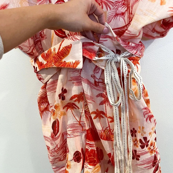 Agua Bendita Linea Linen Blend Tropical Beach V Neck Lightweight Romper S NWOT - Picture 7 of 9